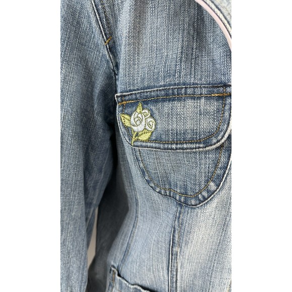 Nine &Co  by Nine West Women’s 12 Light Wash Blue Denim Jacket Embroider Pocket - Picture 2 of 7